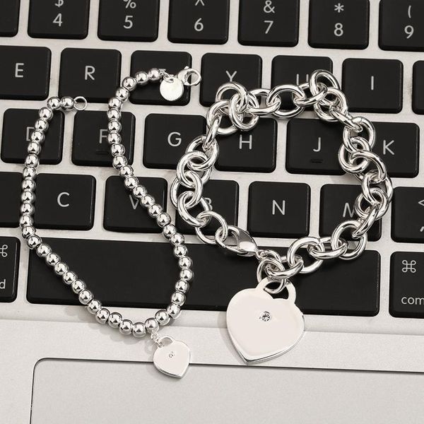 Bracelet de perles d'amour en argent argent 925 Cadeaux de vacances en argent sterling pour les filles Boutique de luxe Livraison gratuite