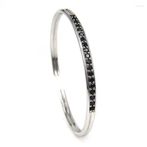 Bracelet argent plaqué Anil Arjanda bracelets pour hommes aimant ouvert femmes noir CZ cristal bijoux cadeau Pulseiras