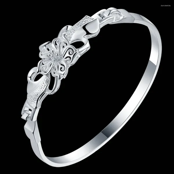 Brazalete Chapado en plata, venta al por mayor, brazaletes de alta calidad para mujeres y hombres, pulsera con hebilla de joyería de moda esterlina