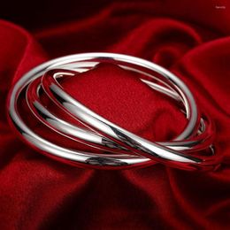 Bangle verzilverd voor vrouwen bruids joyas mode drie cirkels armband topkwaliteit kleur sieraden b047