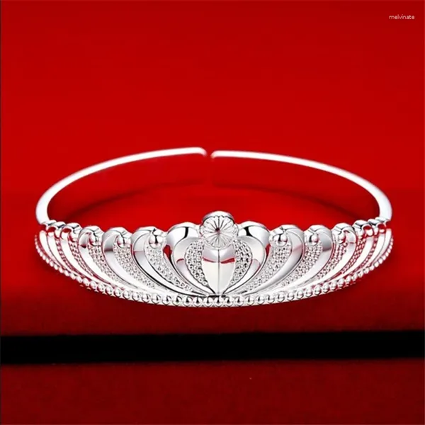 Bracelet argent plaqué bracelets ouverts pour femmes couronne manchette Bracelet Bracelet Pulseira Femme bijoux à la mode accessoires cadeaux