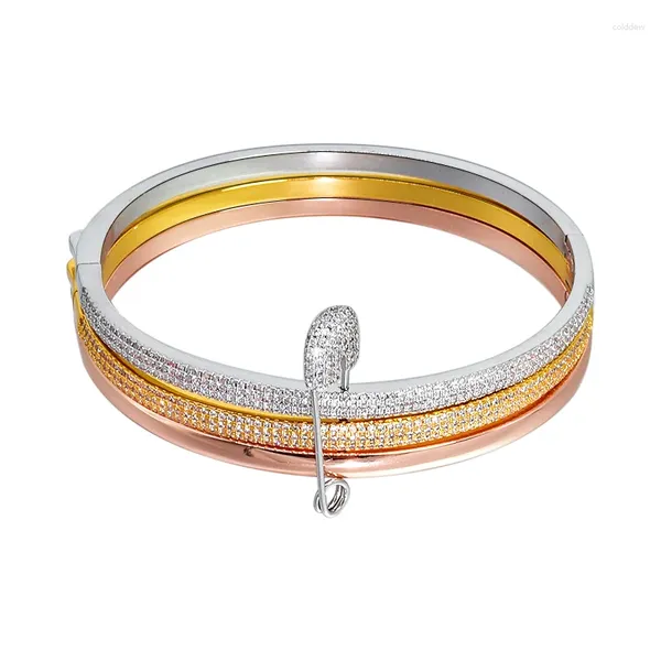 Brazalete Plata Blanco Rosa Oro Color Brazalete Charm Brazaletes Joyería Cristal Piedra Moda de lujo Punk Boda Cumpleaños Pulseras de mujer