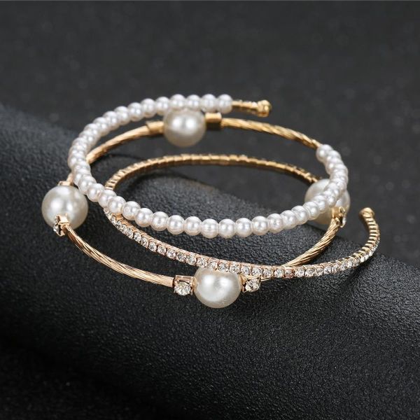 Bracelet Simple à trois rangées de diamants, élastique, ouvert, Durable et assorti, NOV99