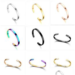 Bracelet Simple Classique 6Mm Largeur En Acier Inoxydable Noir Or Sier Couleur Manchette Bracelets Hommes Femmes Ouverture Bracelets Mode Jewe Dhgarden Dhbin