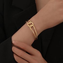 Bangle Eenvoudig ontwerp 2 kleuren roestvrij staal ronde ronde open armbanden voor vrouwen mannen partij bruiloft armbanden sieraden cadeau unisex