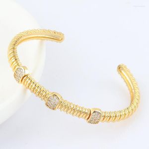 Bangle Simple Fashion Gold Ploated Opening Metal Copper Bracelets Bangles For Women Party Wedding Jewelry