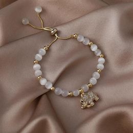Bangle eenvoudige mode zirkon baby olifanten armbanden voor vrouwen verstelbare kralen kralen pull charmelarmband feest sieraden cadeau190o