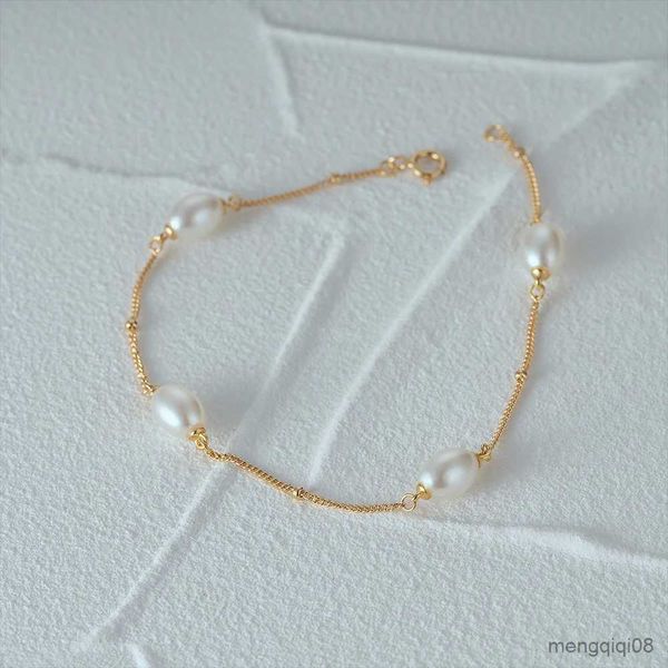 Bracelet Simple en perles d'or, en argent Sterling S925, chaînes fines exquises, pour femmes, fête, R231025