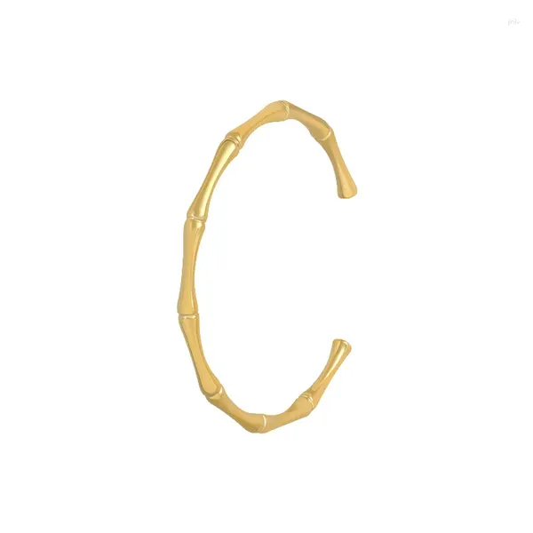 Brazalete Simple de Color dorado, brazaletes con juntas de bambú, pulsera de tendencia, regalo de fiesta romántico, joyería de moda para mujeres y hombres