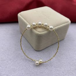 Bracelet Sinya Naturel Perle 18k Or Tube Bracelets Bracelet pour Femmes Fille Maman Amant Diamètre 55mm Perles Dia 7-8mm s 231115