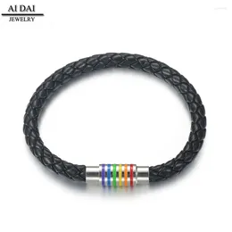 Bangle Six-Color Rainbow Bracelet Leather Rope Gevlochten zwarte eenvoudige mannen en vrouwen koppels vriendinnen sieraden
