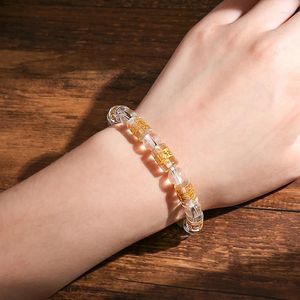 Brazalete de seis palabras Mantra oración cuentas de Buda cristal amuleto de la suerte pulsera para hombre mujer