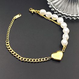 Bangle Smart Elegant Artificial Pearl Rhinestone Koreaanse Bracelet Gold Love Charm voor vrouwen Fashion Jewelry Accessoires Par