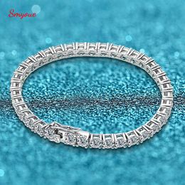 Brangle Smyoue 4/3 mm Bracelet de tennis en diamant élevé en carbone complet 925 Silver Sterling Sparkling Créé de bijoux en pierre de pierre de pierre de joie Moisanite
