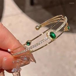 Bangle SOAR EAST Emerald Vintage Armband Dubbel Gelaagd Ingelegd Zirkoon Voor Vrouwen Verjaardag Fasion Sieraden Accessoires Geschenken