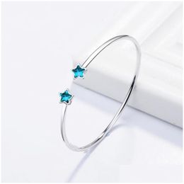 Bracelet Semelle Mémoire Azure Star River Marée Bleue À Cinq Pointes Sier Couleur Femelle Littéraire Redimensionnable Bracelets Sbr101Bangle Drop Delivery J Dhord