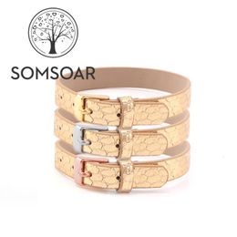 Bracelet Somsoar bijoux dorés en cuir véritable bracelets d'enveloppement ajustement histoire glisser charmes accessoires faisant 5 pcs/lot