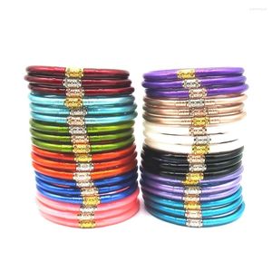 Bracelet scintillant gelée bracelets set silicone tube rond bracelet acrylique joyeuse fête de fête pour femmes mode multif couleurs girl cadeau