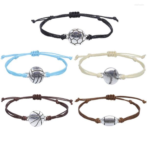 Bracelet Sport Style Réglable Étanche Cordon De Cire Bracelet Pour Femmes Hommes Football Baseball Basketball Corde Tissée