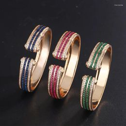 Bangle SpringLady Luxo Casamento Bangles para Mulheres Vintage Safira Esmeralda Ruby Cor de Ouro Pulseiras Festa Fine Jewelry Presente