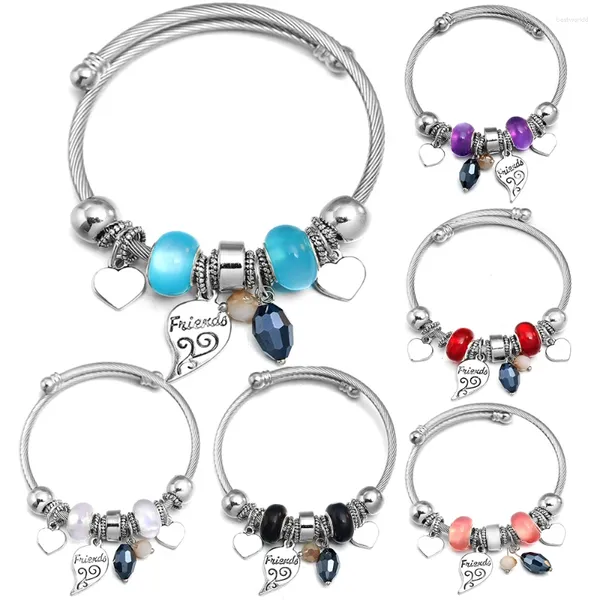 Bangle en acier inoxydable 6 couleurs Bracelet Bracelet Ami de la plaque namene Bangles en forme de coeur Gift pour quelqu'un de bijoux