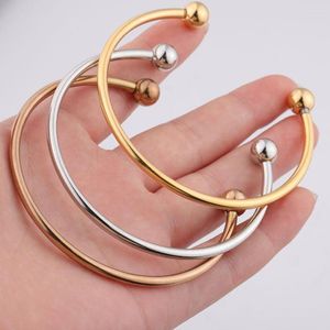 Bangle roestvrijstalen kogelbeurt armbanden eindschroeven uit voor kralen Charms diy 3 mm dikte binnendia 60 mm10 stuk/lot