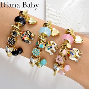 Bangle roestvrijstalen armbanden bij de hand schattige emailleolifanten charme voor vrouwen meisje diy sieraden productie