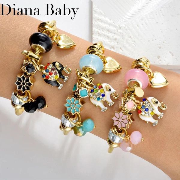 Bracelets en acier inoxydable bracelet à portée de main en émail mignon charme d'éléphant pour les femmes bijoux de bricolage