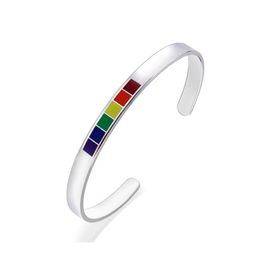 Bangle roestvrij staal CSHAPED Open Bracelet Rainbow Sieraden Simple 6mm Titanium Druppelolie Verstelbare druppel Afgifte Armbanden DH3BV