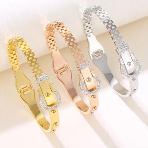 Bracelet manchettes en acier inoxydable Bracelets pour femme luxe ceinture boucle Bracelet été bijoux accessoire