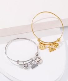 Bracelet en acier inoxydable bricolage en forme de coeur lettre bracelets de charme et pour les femmes 5065 mm bijoux à la recherche de fournitures extensibles1399852