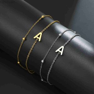 Bracelet en acier inoxydable double couche chaîne bracelets AZ lettre bracelets mode perle chaîne bracelets femmes bijoux pour cadeau de mariage ldd240312