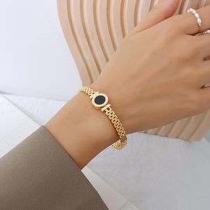 Bangle roestvrij staal mode luxe sieraden Romeinse cijfers natuurlijke schaal charme dikke ketting armbanden armbanden voor vrouwen geschenken