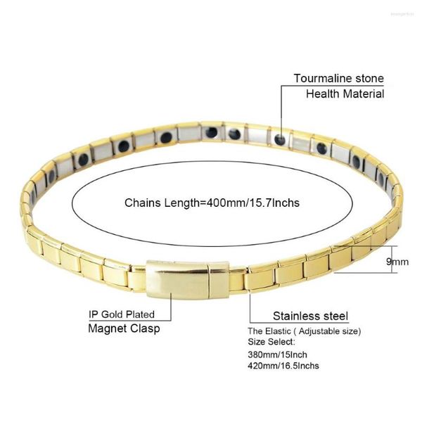 Bangle en acier inoxydable Germated Gold Chain Titanium Bijoux Santé des soins magnétiques Bracelets pour femmes