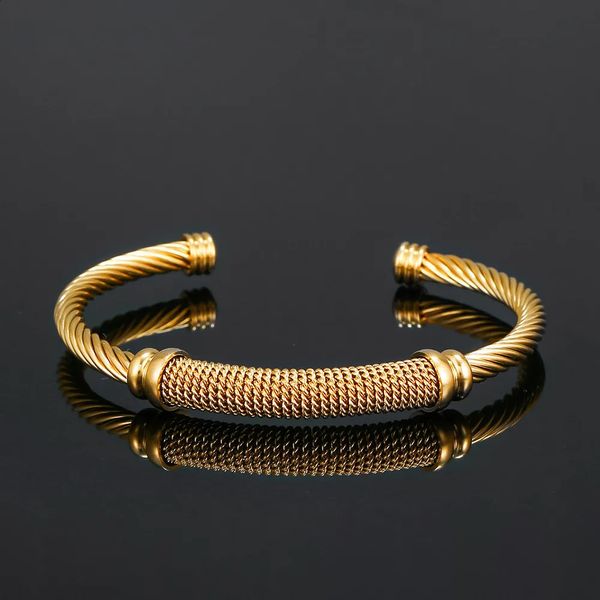 Bracelet en acier inoxydable couleur or Bracelets marque de luxe maille élégante pour femmes hommes décoration bijoux accessoire cadeau 231102