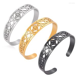 Bangle roestvrij staal holle heksen knoop armband vintage Ierse Keltische manchet voor dames hekserij sieraden