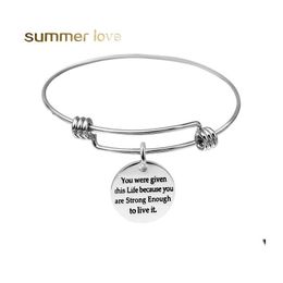 Bangle roestvrij staal inspirerende bedelarmband uitbreidbare Sliver kleurdraad voor je vriend sieraden cadeau drop levering armbanden dh1hd