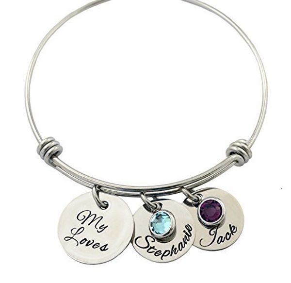 Bracelet en acier inoxydable Lettre Bracelets Noms personnalisés Cadeau de pierre de naissance pour maman et enfants Bijoux de famille peuvent tomber YP3079 230922