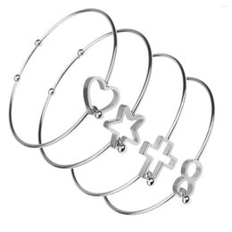 Bangle roestvrij staal liefde kruis Cross 8 Character Star Buckle Bangles armbanden voor vrouwen mannen diy sieraden accessoires 2022