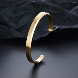 Bracelet en acier inoxydable pour hommes et femmes, simplicité, couleur unie, ouvert, mode or argent, bijoux à main, cadeau fin, Pulsera Hombre