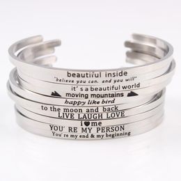 Bracelet En Acier Inoxydable Message Bracelets Gravé Positif Inspirant Citation Manchette Bracelets Mantra Bande Pour Femmes Cadeaux