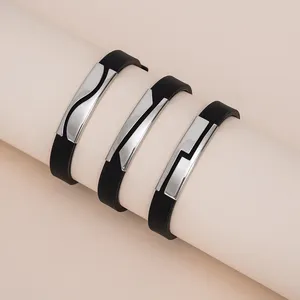 Bangle roestvrijstalen plaat blanco om siliconen armbanden op te nemen metalen ID-tag voor spiegel gepolijst Wholesale10pcs