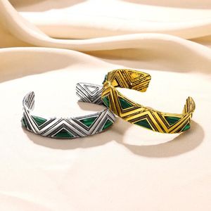 Bracelet en acier inoxydable rhombique en pierre naturelle pour femmes, ouvert et réglable, Turquoise artificielle, bijoux bohème, cadeau