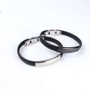 Bracelet en acier inoxydable Silicone blanc pour graver noir/argent couleur plaque de métal Bracelet haute finition en gros 10 pièces
