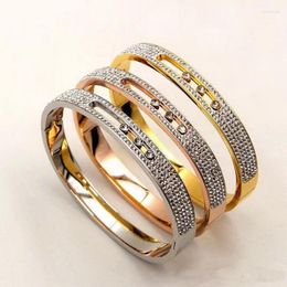 Brazalete de acero inoxidable Slide Lover Bangles Pulseras de piedra de cristal completo para mujeres Niñas Regalo Amigos Buage