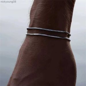 Bangle Rvs Snake Bone Chain Mannen Armband Retro 18.5 cm Goud Kleur Armband Voor Vrouwen Hip Hop Sieraden Mannen mode AccessoiresL2403