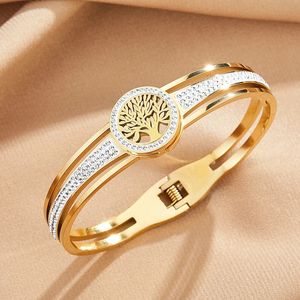 Bracelet arbre de vie en acier inoxydable avec bracelet en pierre couleur or et argent 231016