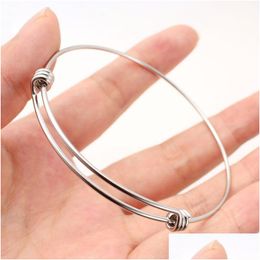 Bangle roestvrijstalen draadarmband 50 mm 55 mm 60 mm 65 mm verstelbare charm polsbandarmbanden manchet armbanden uitbreidbare sieraden ma dhgarden dhr2p