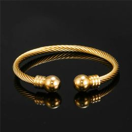 Bangle Steel Charm Ball Open Manchet Bangle Vrouwen Armband Rvs Goud Kleur Draad Touw Vrouwen Bangle Mode-sieraden 231218