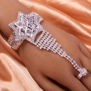 Bangle Stonefans Verstelbare bloemvinger armband armbanden luxe groothandel voor vrouwen strass strand accessoires bedels sieraden